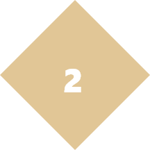 A beige diamond with the number 2 in the center on a black background.